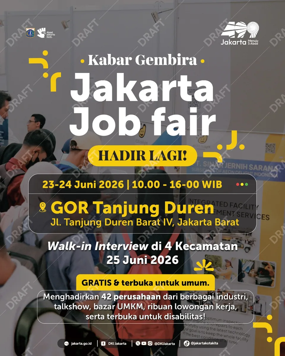 Job Fair Kabupaten Pasaman 2026 (Suku Dinas TKTE Wilayah Kabupaten Pasaman Barat) : 23-24 Juni 2026